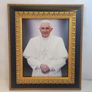 Beautifully Framed Pope Benedict XVI Handcrafted by Nelson Woodcraft  9.5x7.5